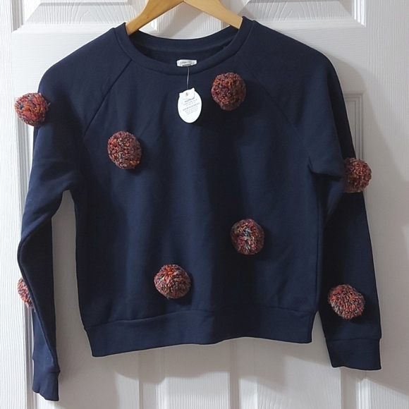 NWT Gymboree Pom Pom Sweater, Navy,  Size Large (10-12) - Picture 2 of 6